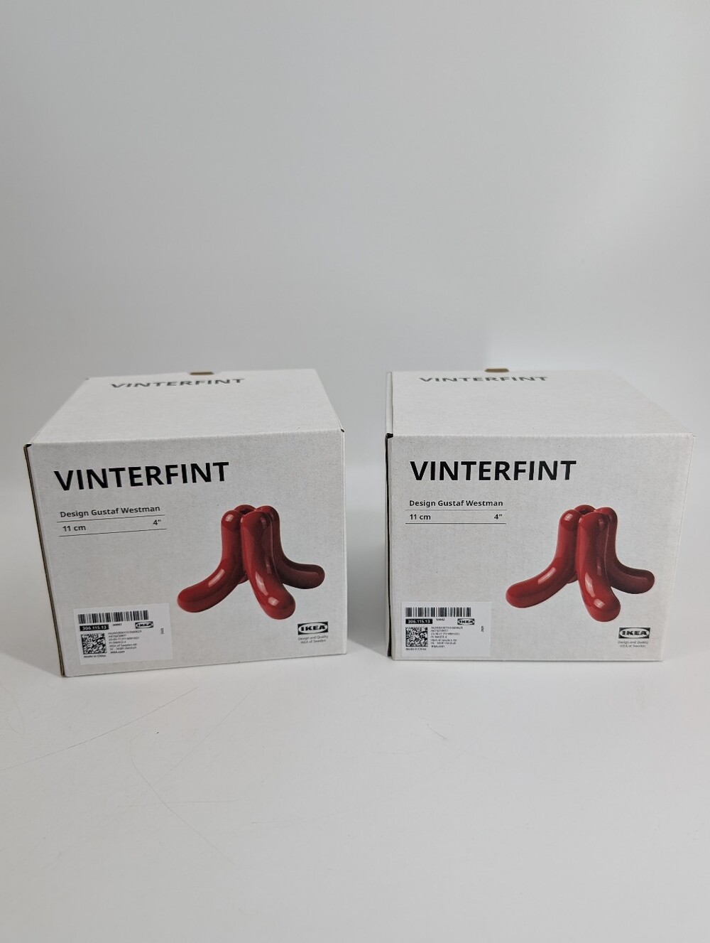 IKEA VINTERFINT Gustav Westman Glossy Red Sculptural Candle Holders